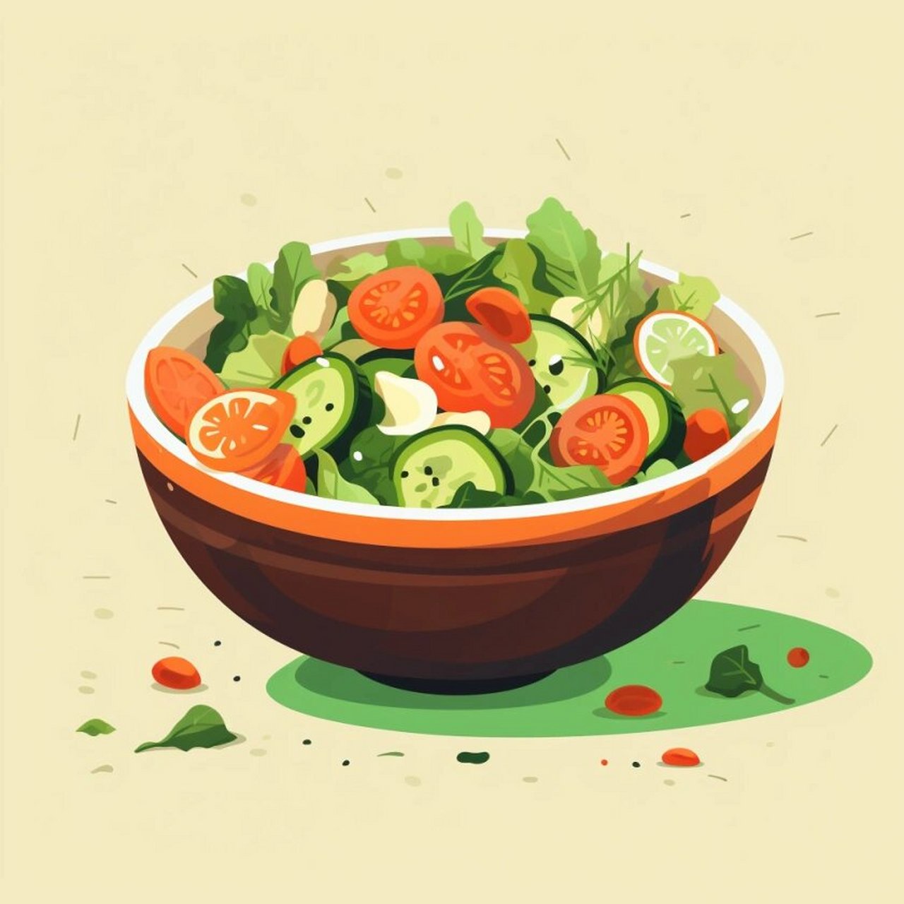 扁平风插图—沙拉 妇产科营养配图—沙拉