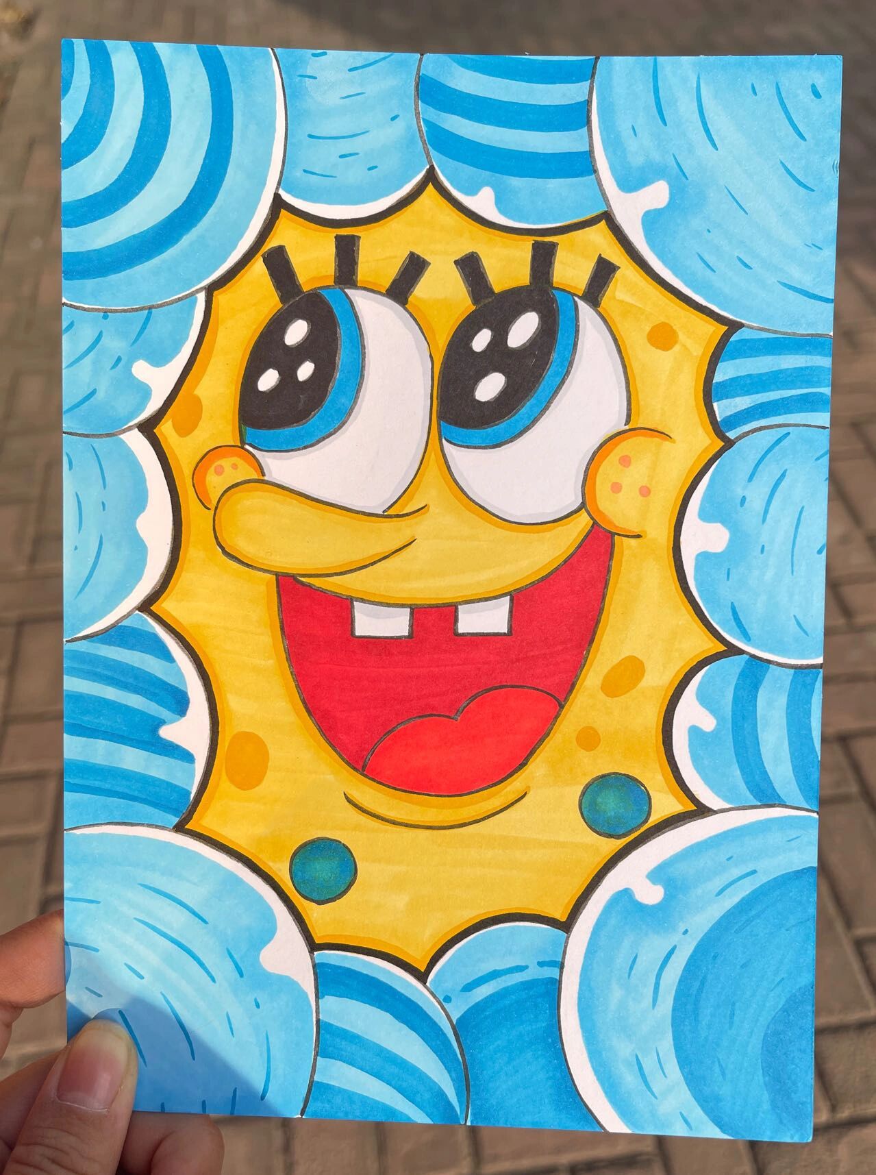 海绵宝宝儿童画(马克笔)附过程