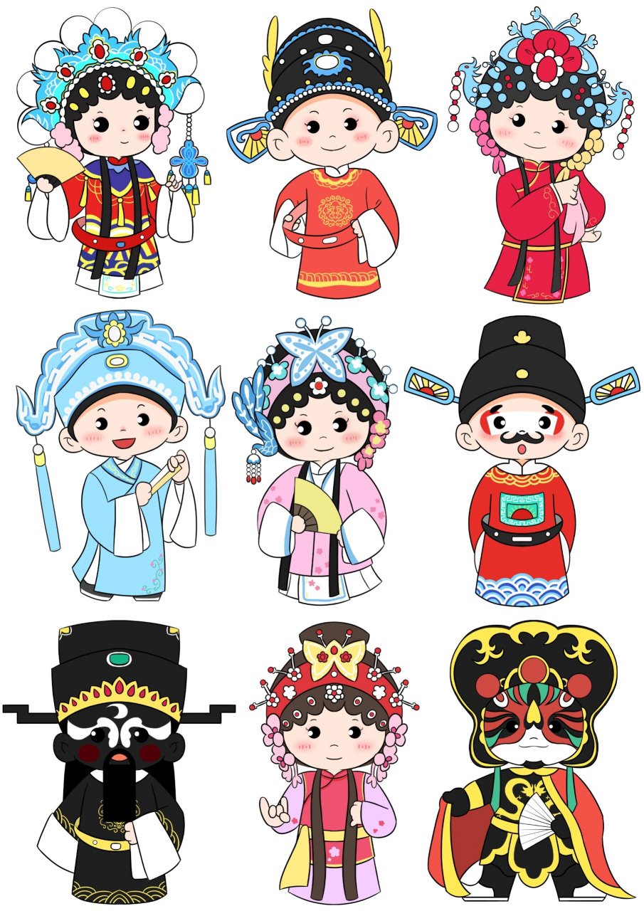 插画作品|中国戏曲q版人物96 中国戏曲代表人物96 豫剧——《九品