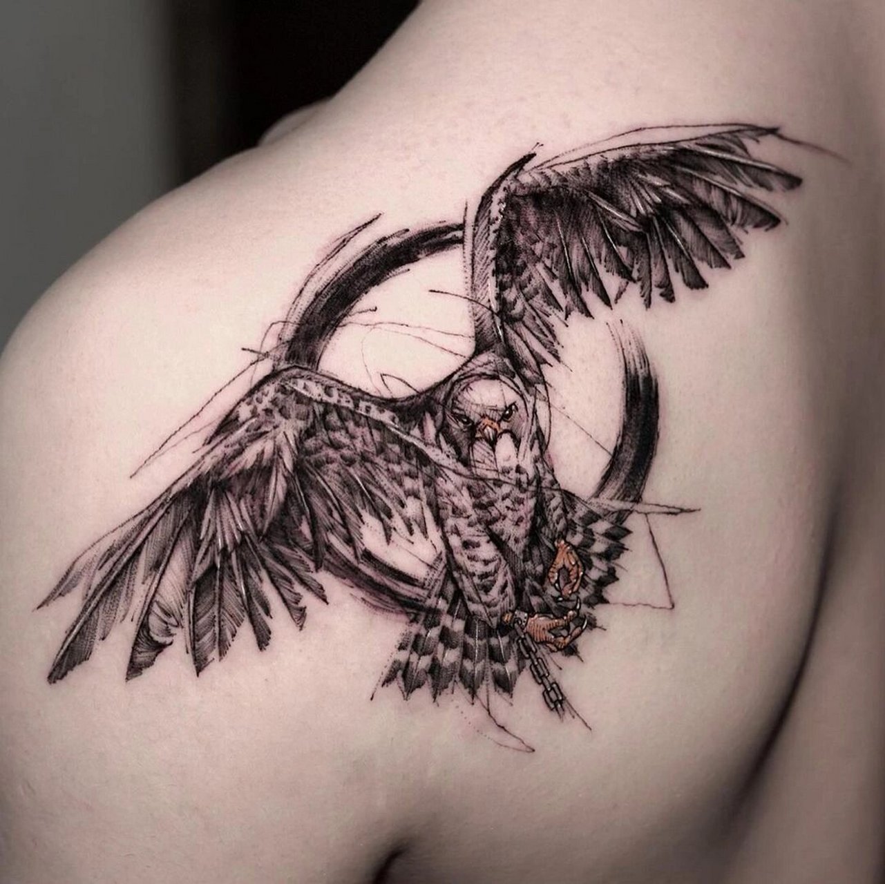 9个6015速写翅膀纹身6015简单的随性 速写风翅膀纹身 艺术感