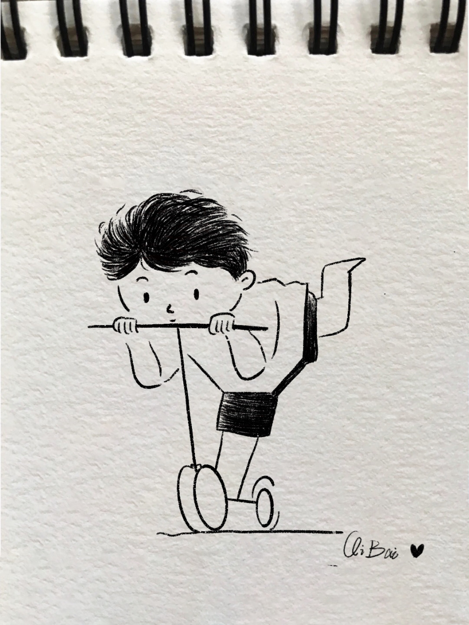 简笔画教程01|97被赞爆的骑单车男孩 今天分享的手账素材是超级可爱