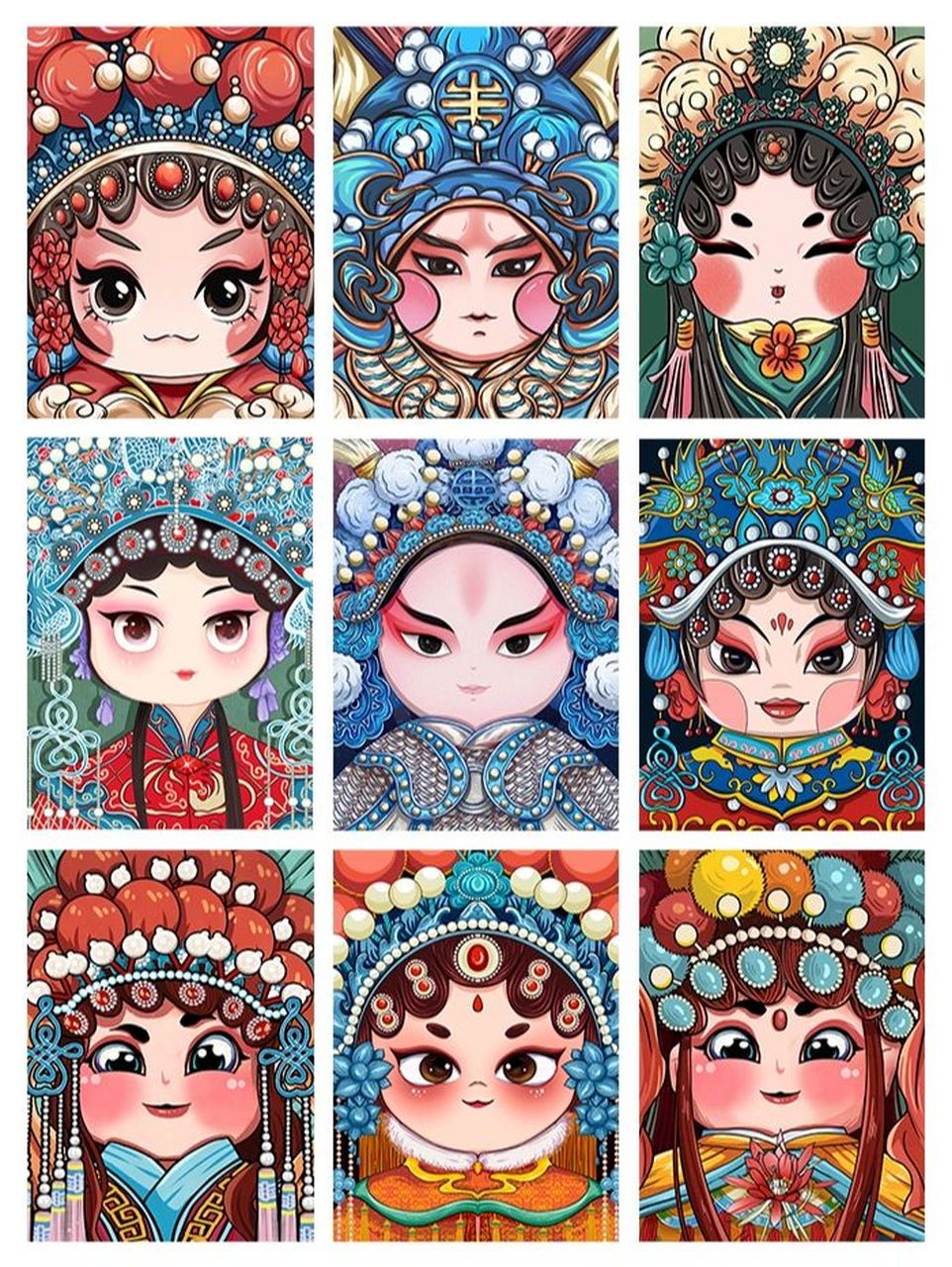 超可爱的戏曲人物插画! 太可爱了吧,对这么可爱的素材完全没有抵抗力