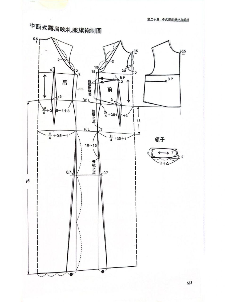 旗袍裁剪图/新中式富改良旗袍高级感 世界经 旗袍裁剪图/新中式富改良