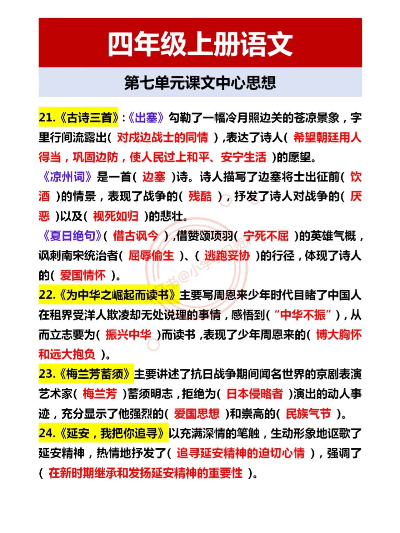 四年级语文中心思想归纳方法(四年级语文中心思想归纳方法总结)