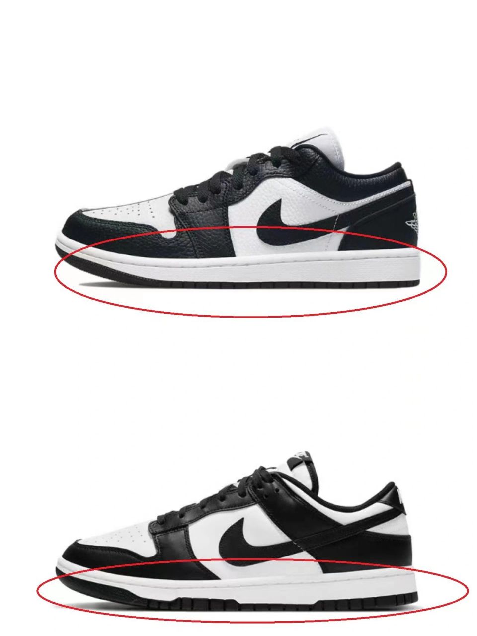 小知识分享《aj1low与dunk的区别》 aj1low 与 dunk的区别 首先从鞋舌