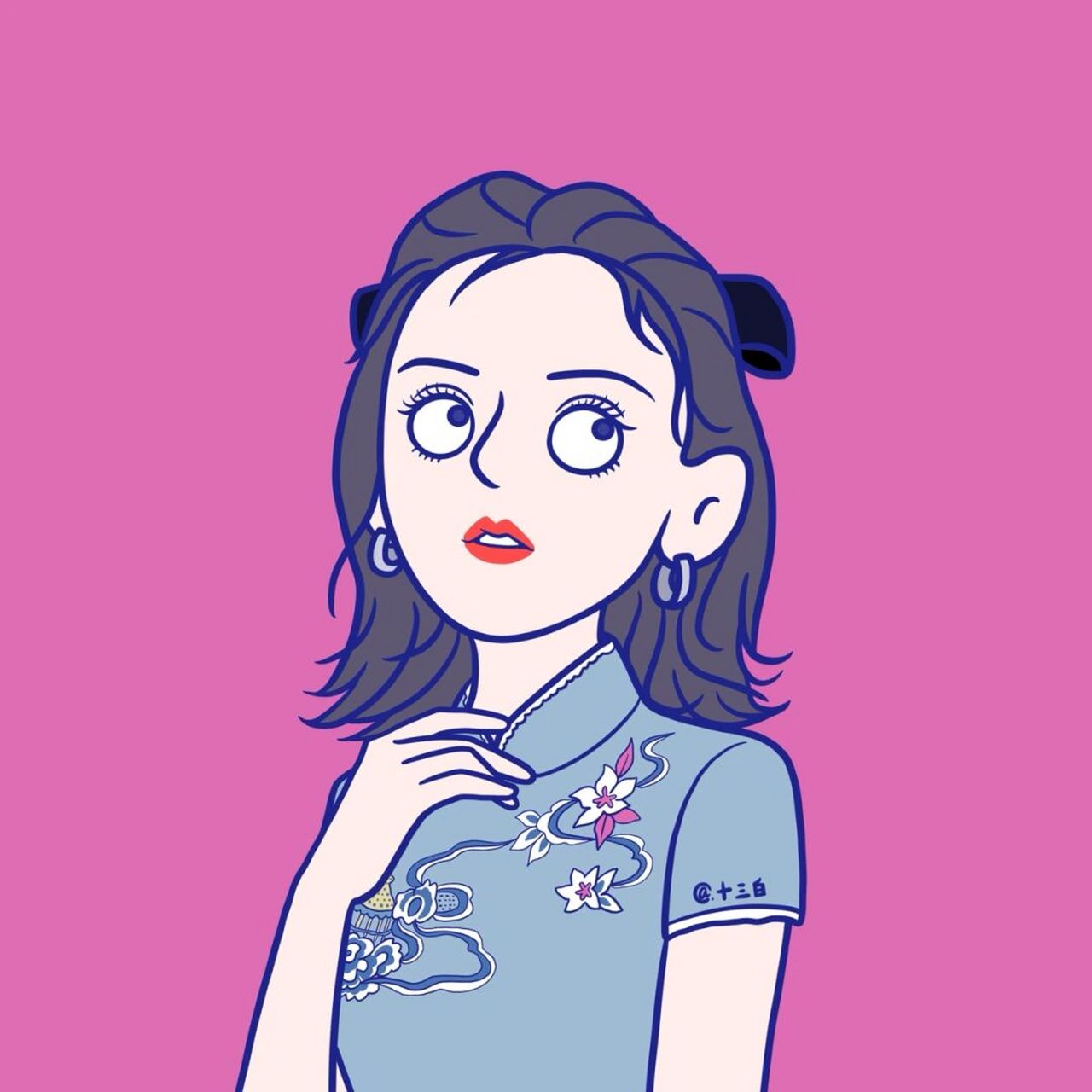 第二组旗袍美人,比较难猜哦95 手绘头像 旗袍 女星 #我是原创插画师