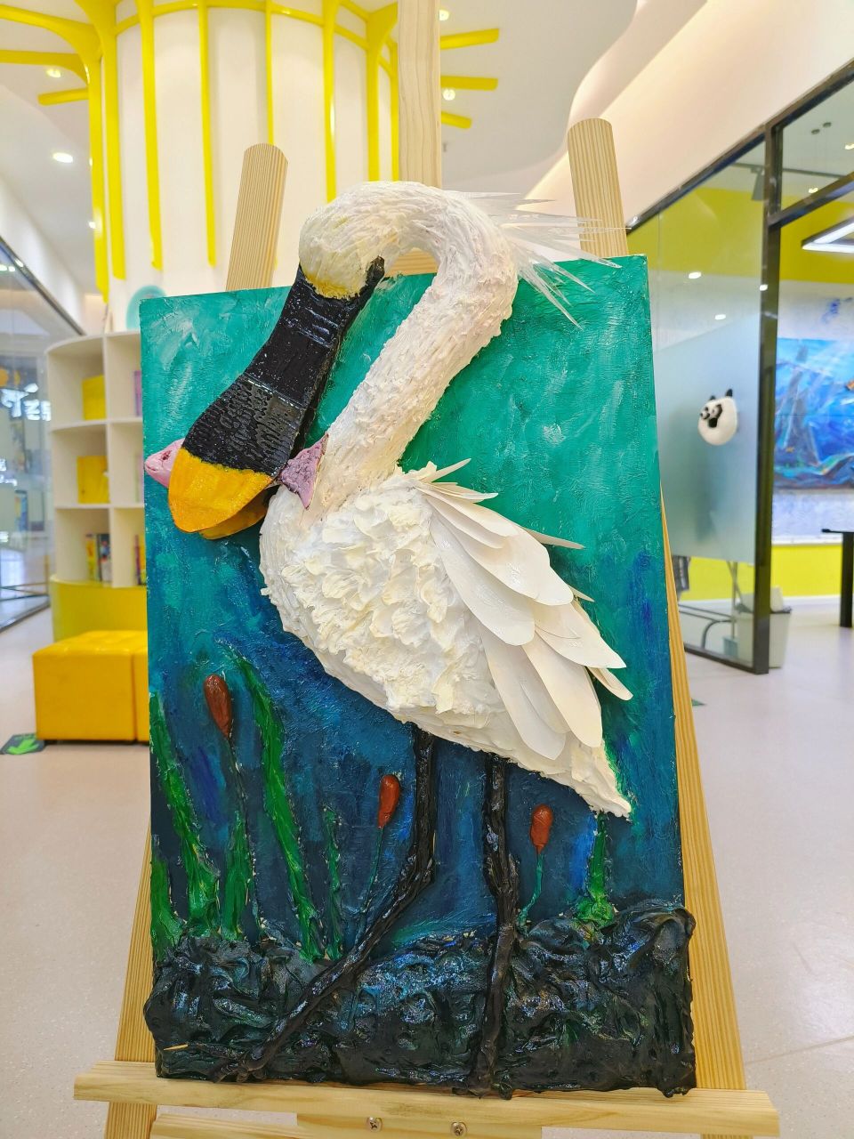 粘土浮雕立体画～白琵鹭