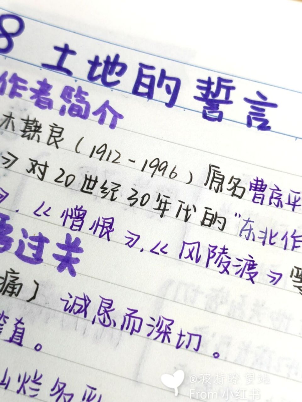 8215七下语文第八课《土地的誓言》笔记 第八课来咯 分享用笔