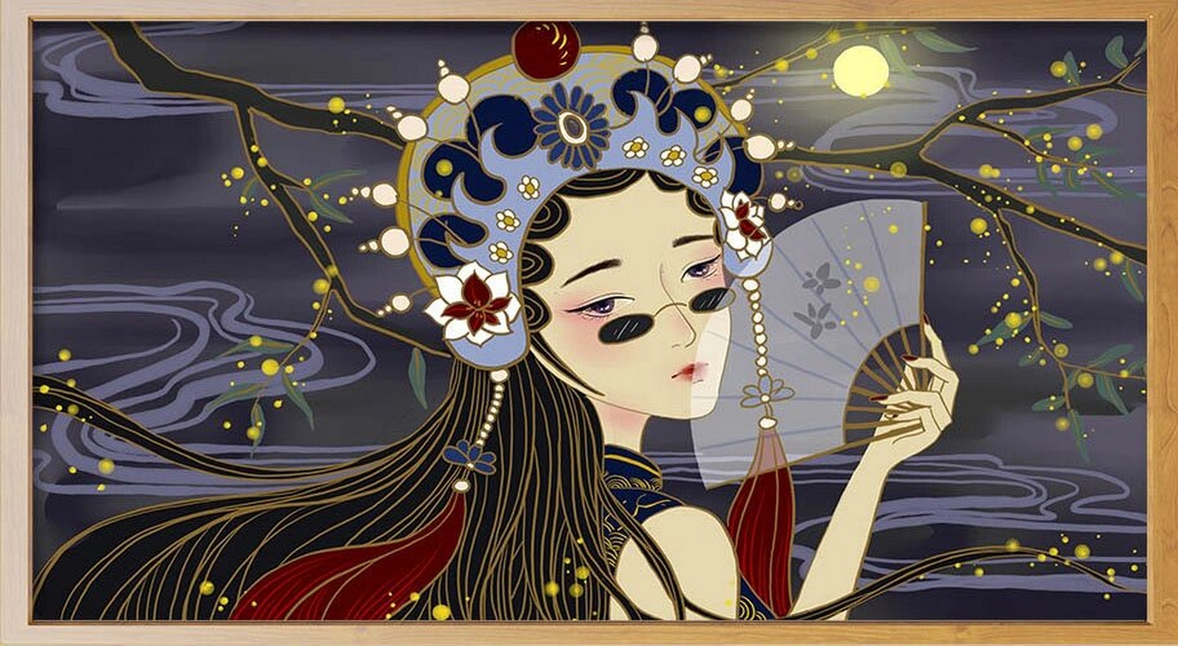 国潮戏曲风人物插画 99今天带来一组超好看的国潮风戏曲插画 78我