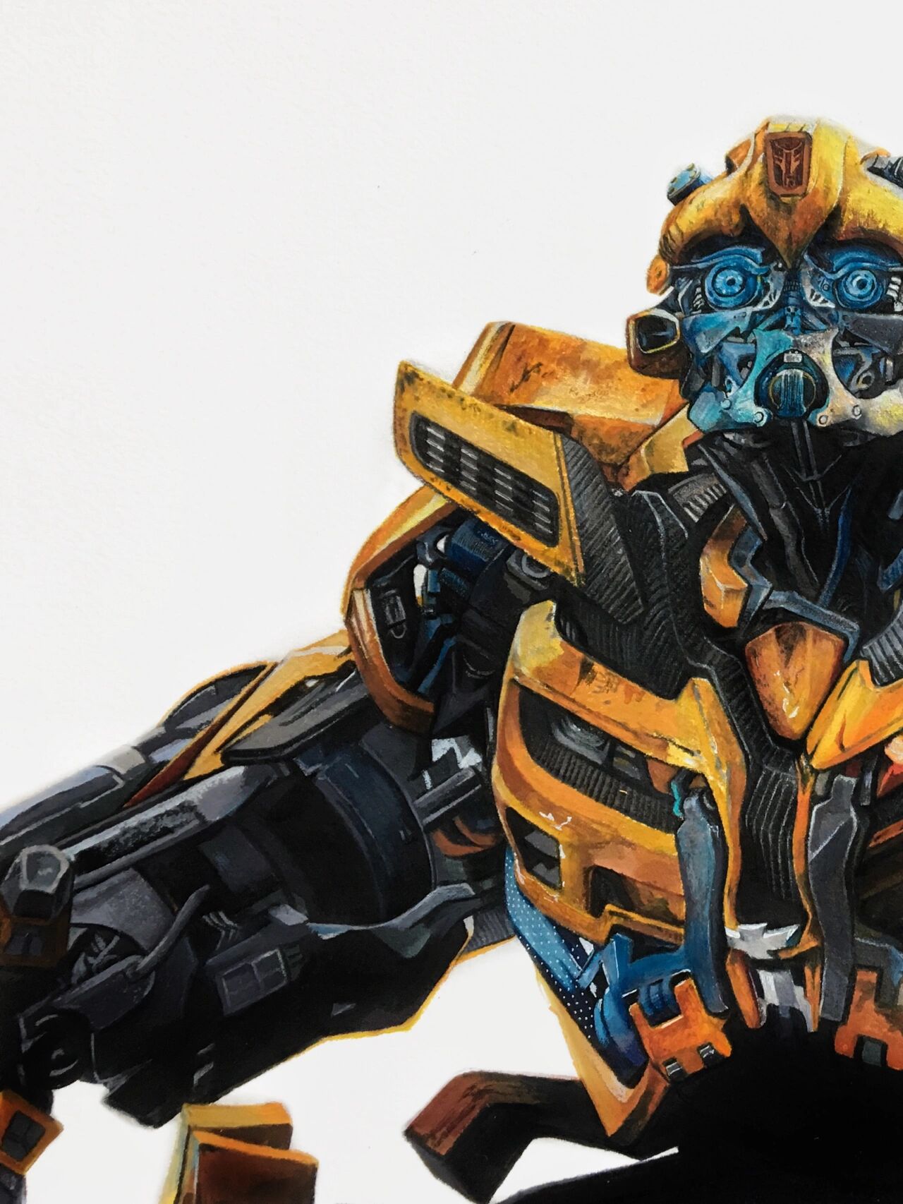 彩铅手绘|变形金刚大黄蜂