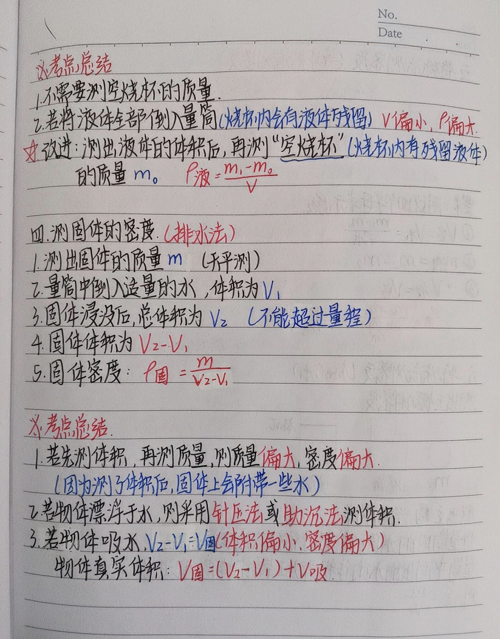 初中物理笔记:测量物质的密度    《质量与密度》—测量物质的密度