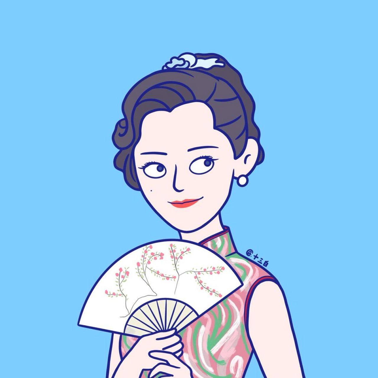 第二组旗袍美人,比较难猜哦95 手绘头像 旗袍 女星 #我是原创插画师