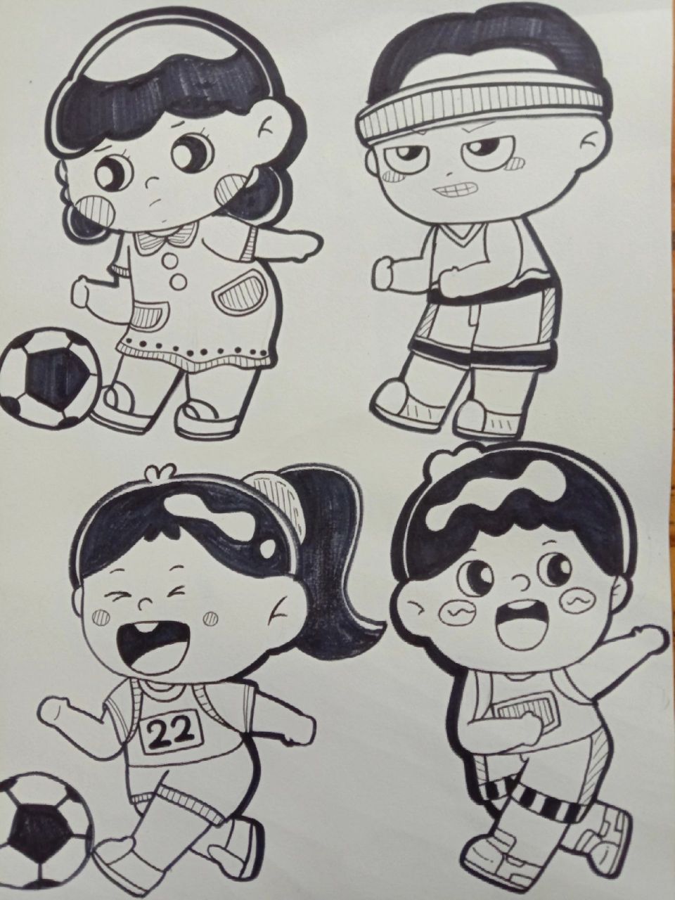 17/100幼儿人物简笔画(踢足球71)