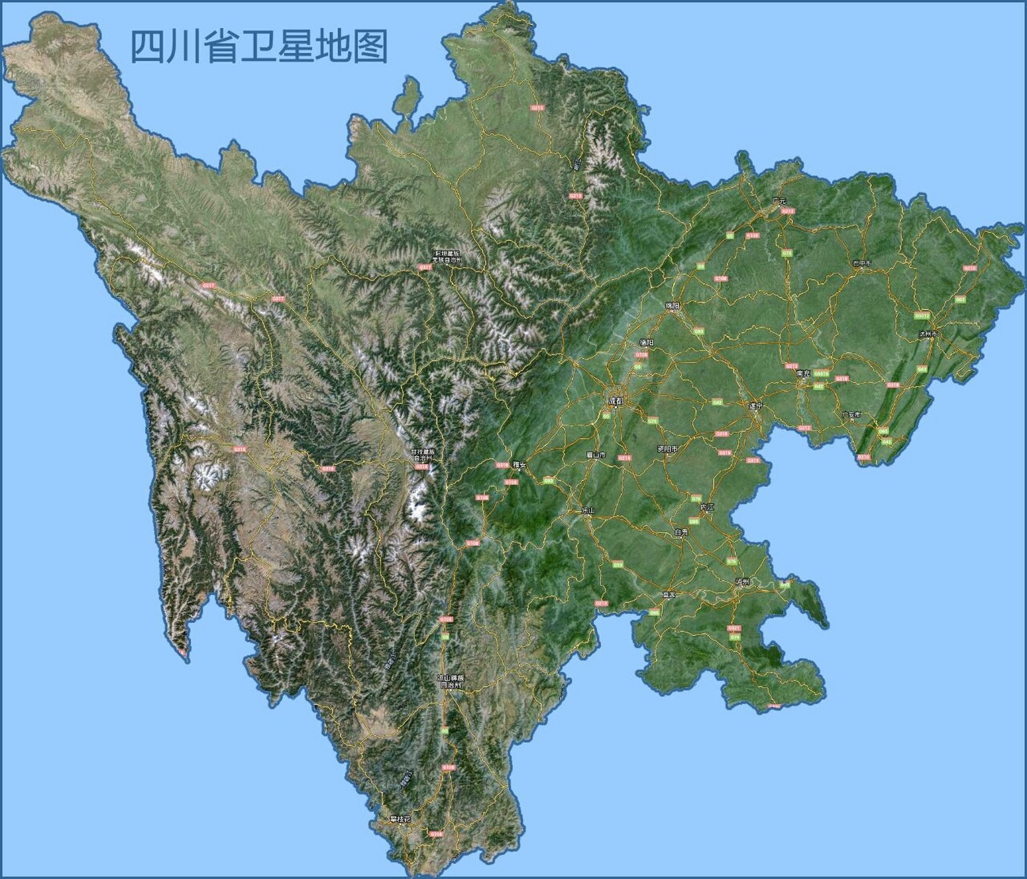 四川省卫星地形图