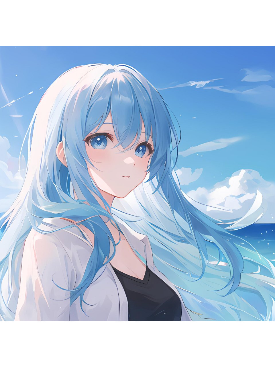 蓝发女生头像分享 #动漫女生头像# #动漫女头# #女生头像# #al绘画