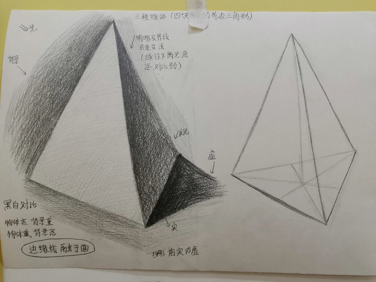 三棱锥素描单体图片