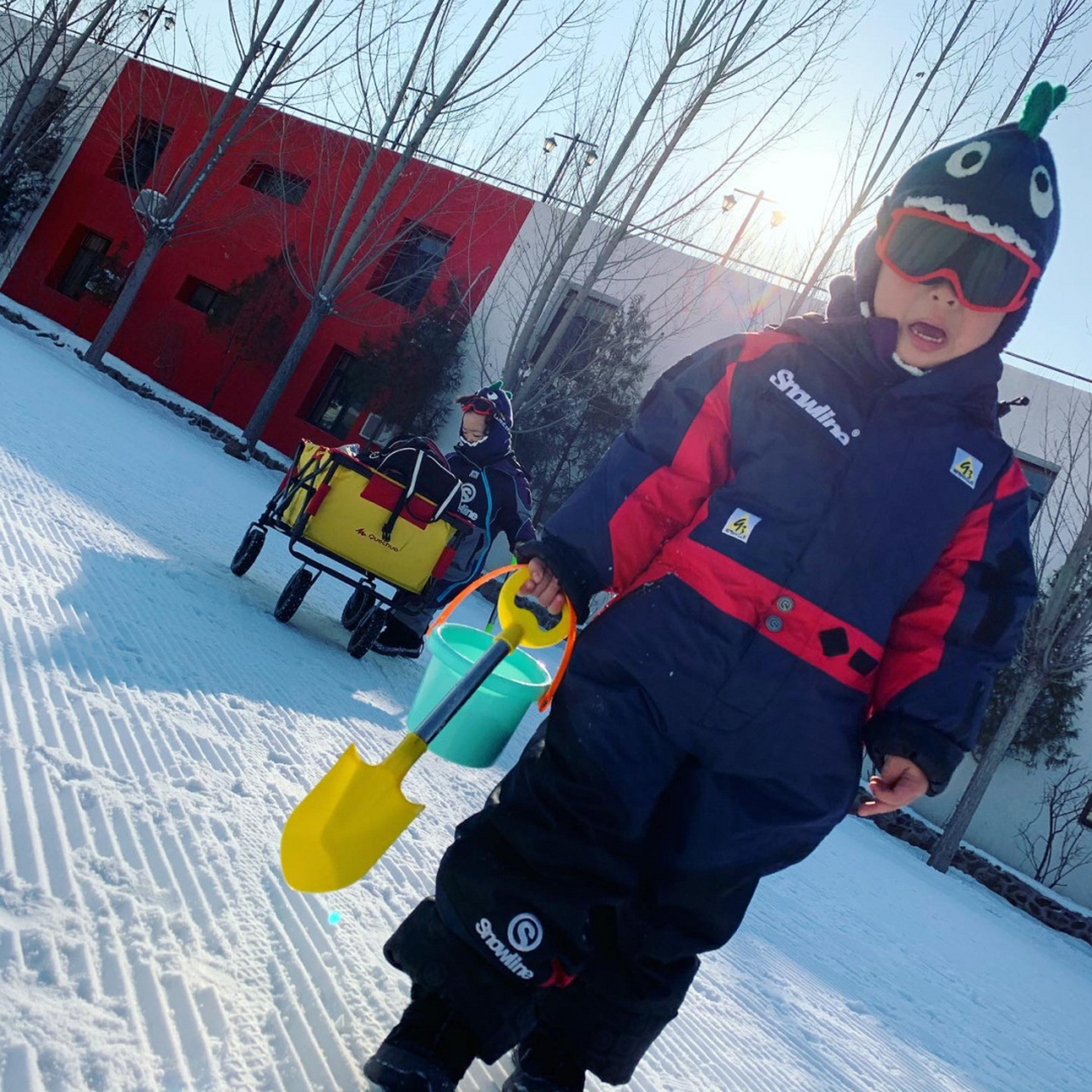 北京军都山滑雪场双包胎溜娃 南方的孩子没有见过大片大片的雪76