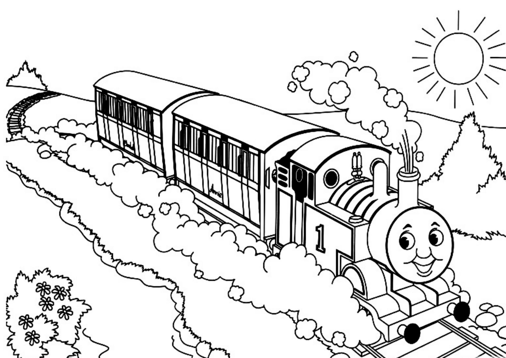 托马斯小火车涂色简笔画