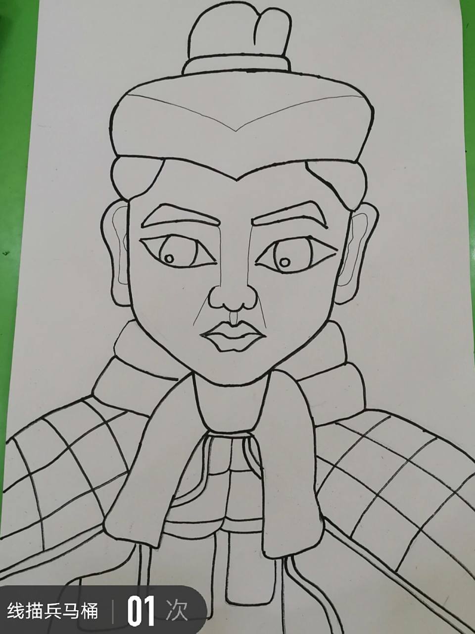 线描人物秦兵马俑 线描正面兵马俑 去西安的时候一定要去兵马俑坑看看