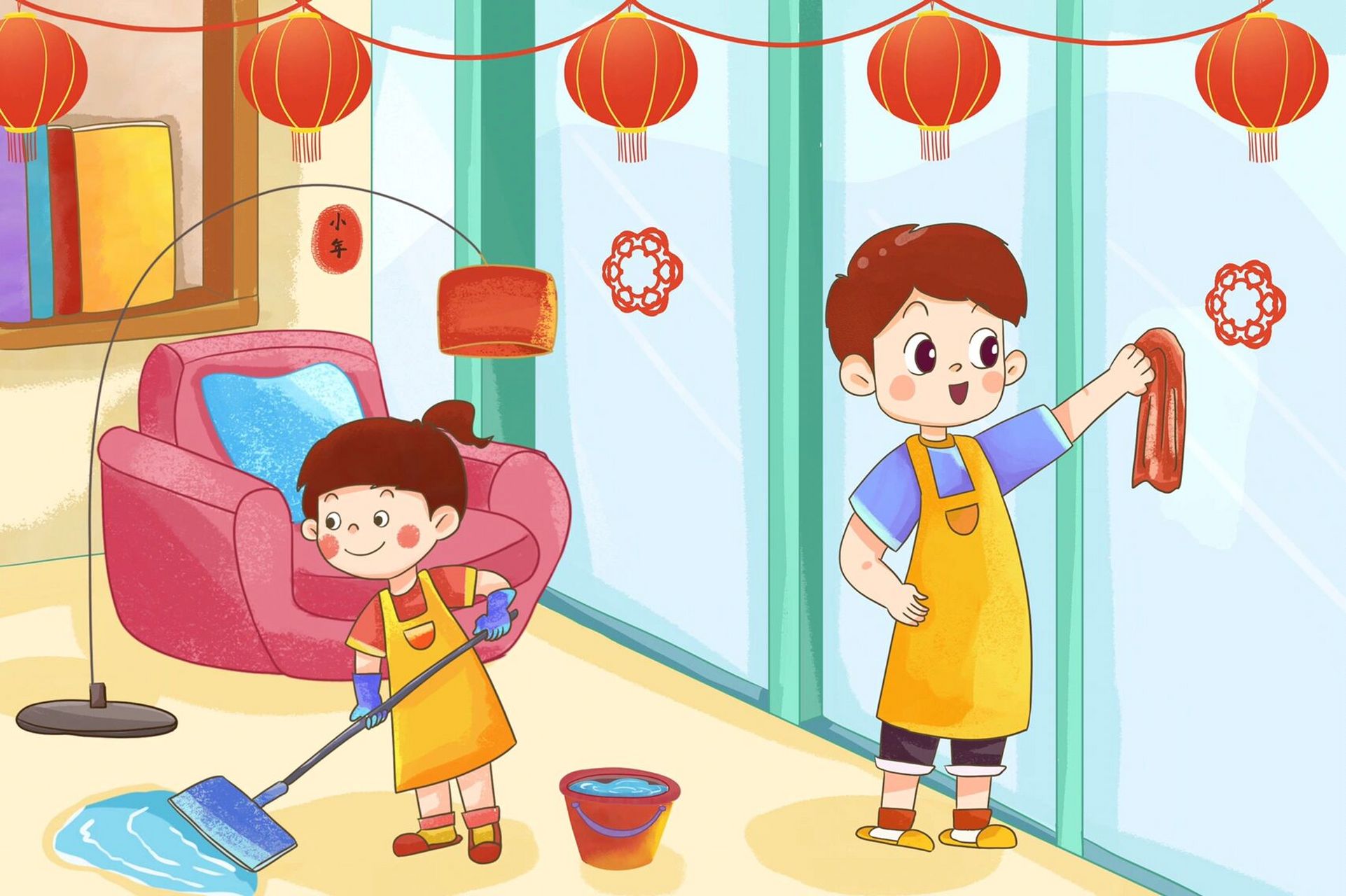 插画|帮妈妈一起来做家务吧 93秋天的枫叶红了,天气也凉爽了!