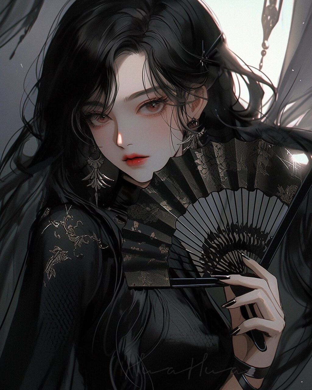 执扇 #古风头像# #古风插画# #古風# #ai绘画# #御姐# #每日分享