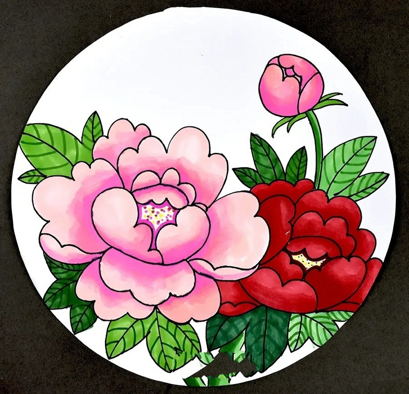 儿童画|唯有牡丹真国色,花开时节动京城 教学重难点 1.