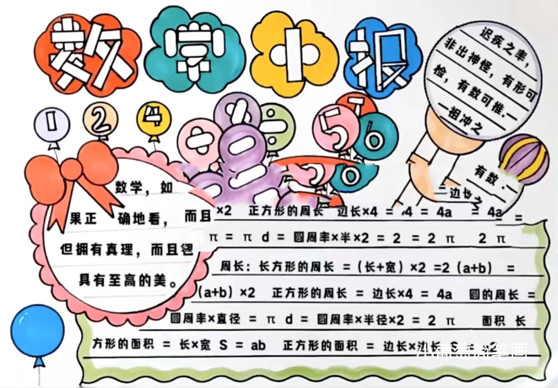 数学手抄报合集17张/有线稿可打印 数学小报/小学生数学手抄报模板