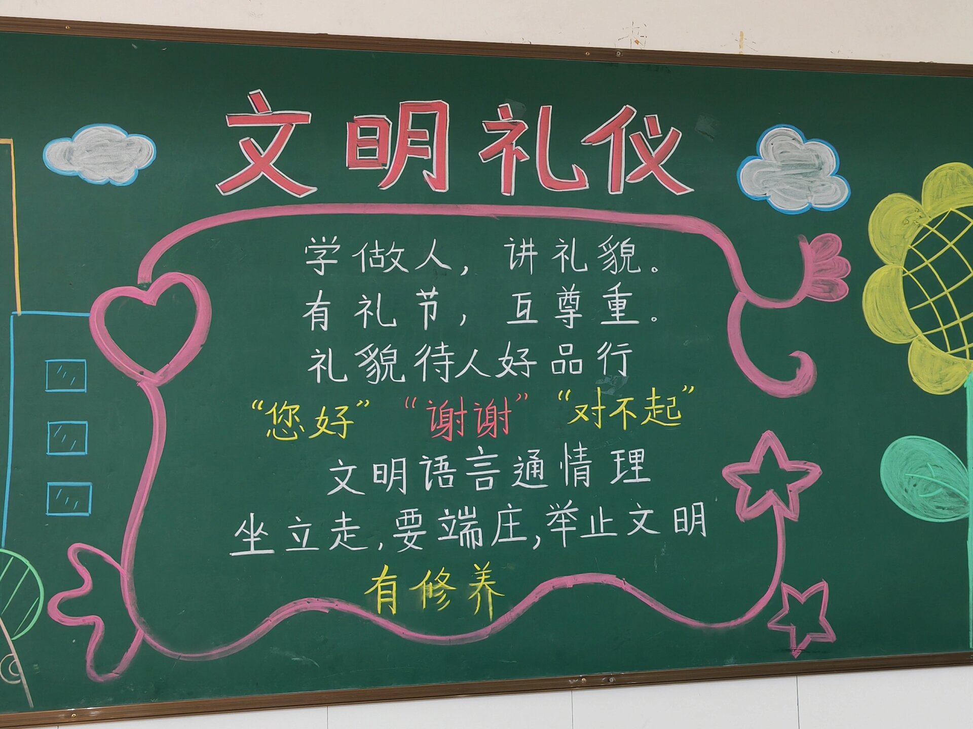 文明礼仪主题黑板报(有细节图