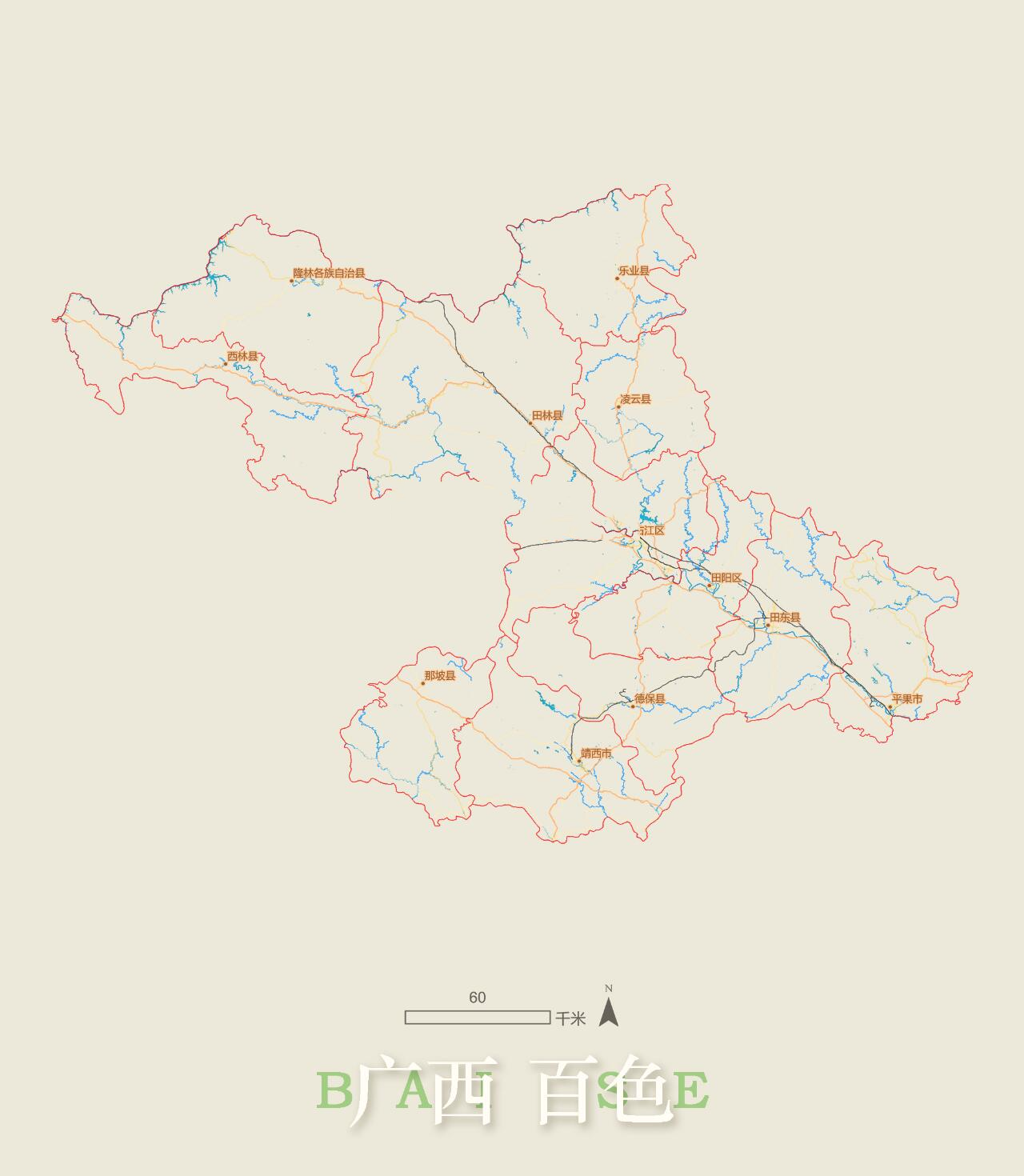 广西 百色市 3d渲染山脉地形地图
