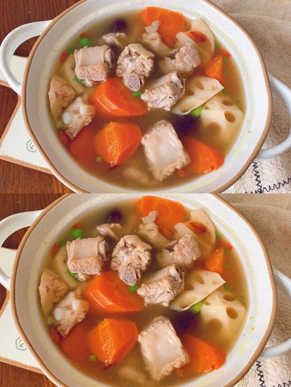 9215鲜美好喝的莲藕红萝卜排骨汤,秋冬必备 今天和大家分享一款
