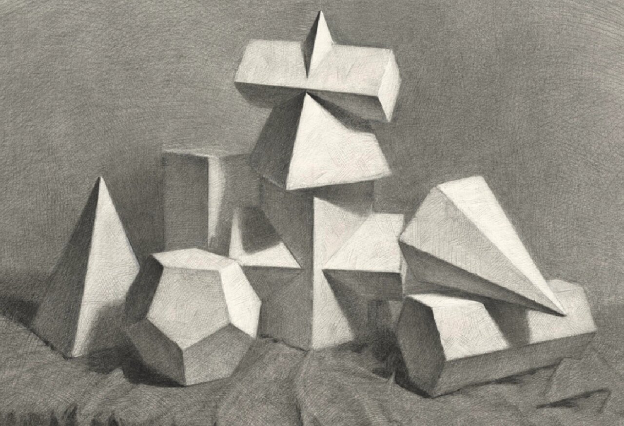 多个几何体组合素描带步骤