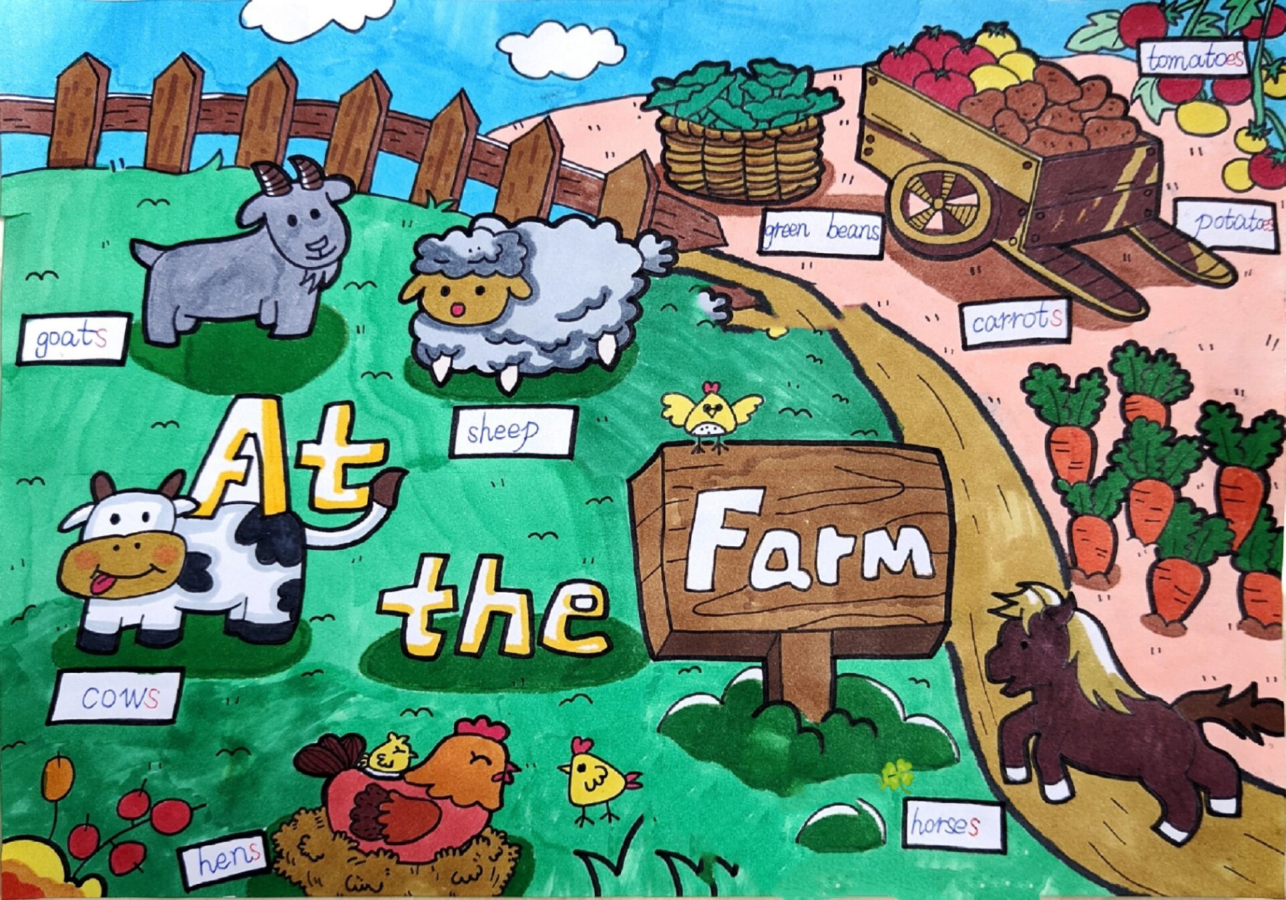 农场儿童主题绘画at the farm