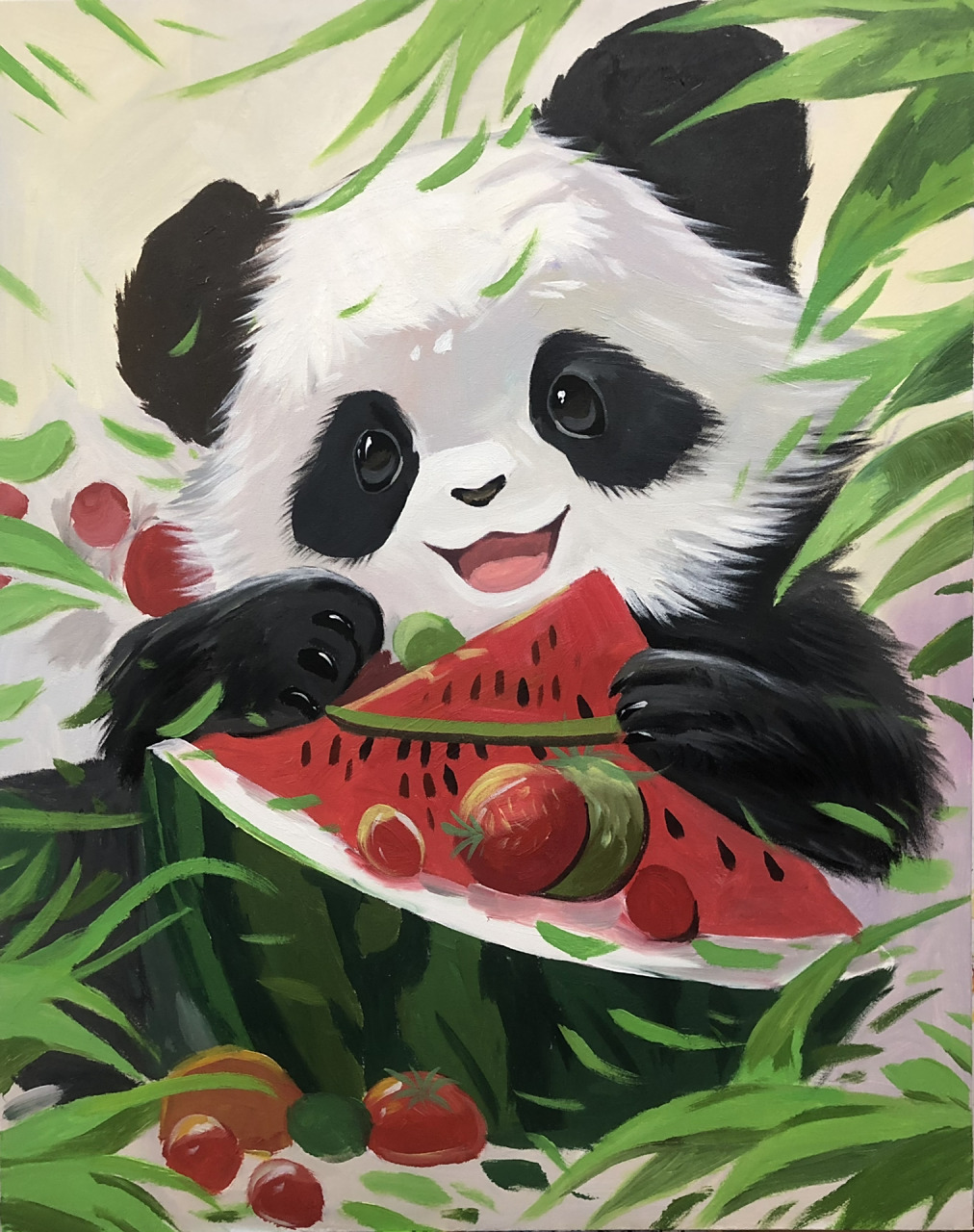 熊猫 夏天到了,你们吃西瓜了吗