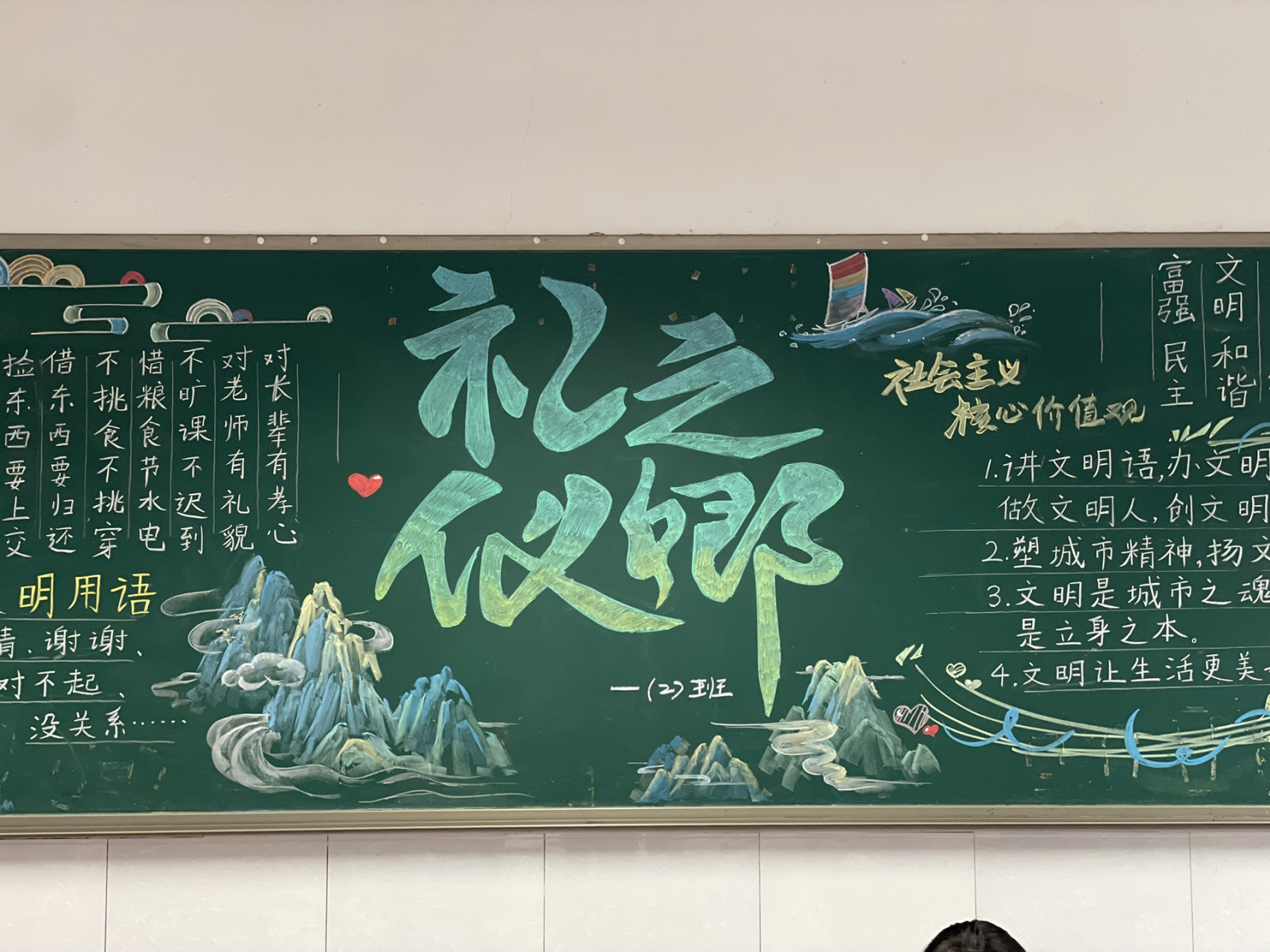 创城文明礼仪开学黑板报