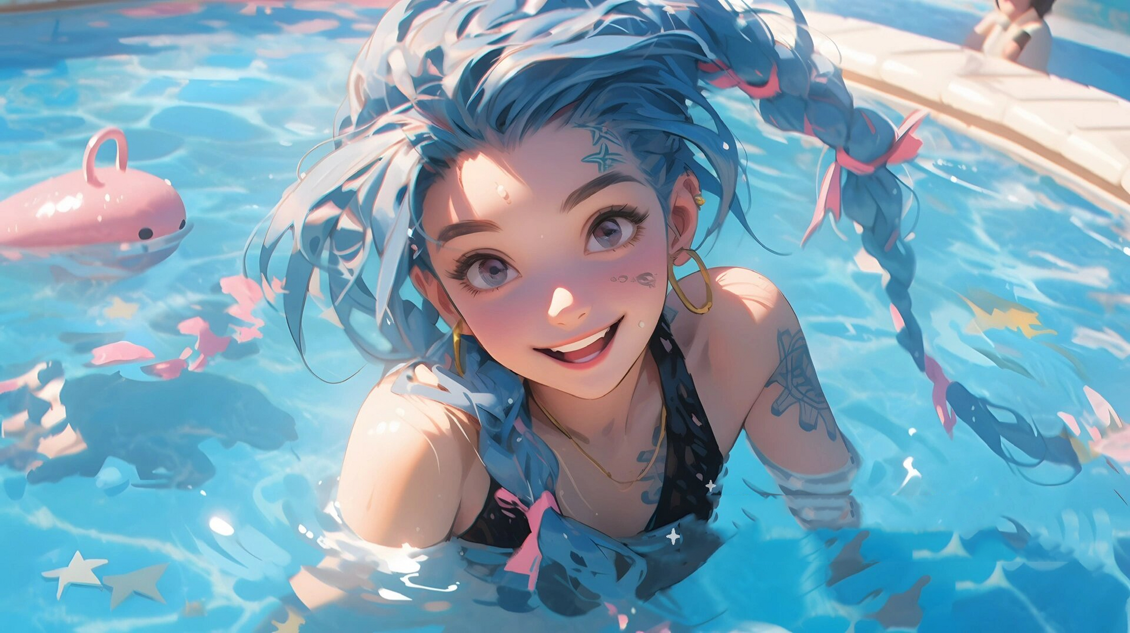 泳池派对金克丝|4k 16:9超高清电脑壁纸