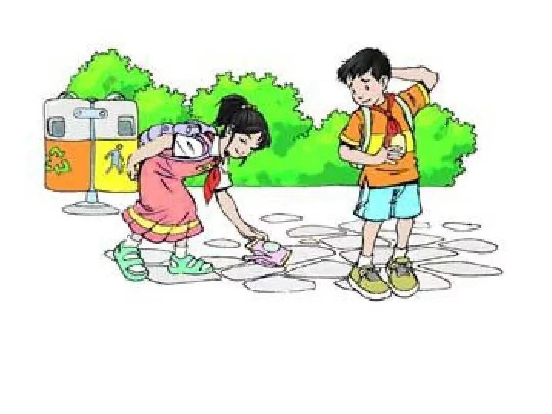 看图说话 清晨,淡蓝色的天空飘浮着朵朵白云,微风吹拂着路旁的树叶