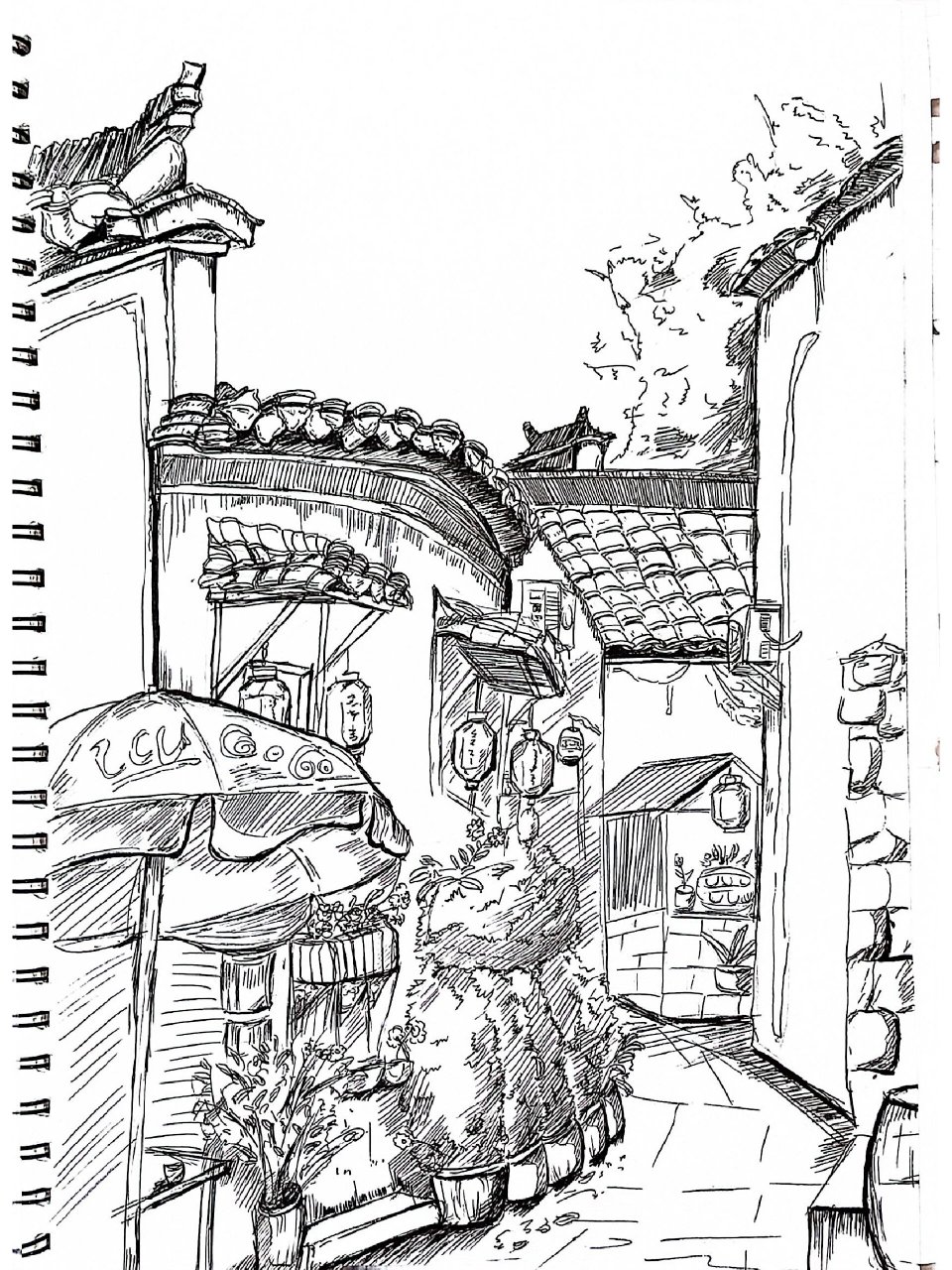 安徽西递速写风景 西递写生,西递像一本书,褪去繁华,尽显古朴与厚重