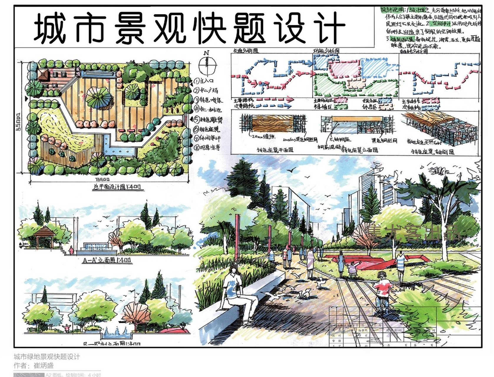 下沉广场快题设计图片