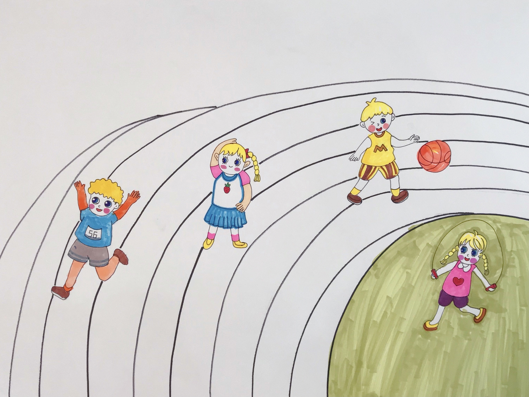 儿童画校园主题(附步骤) 邯郸市经开区第五届中小学校园文化艺术节