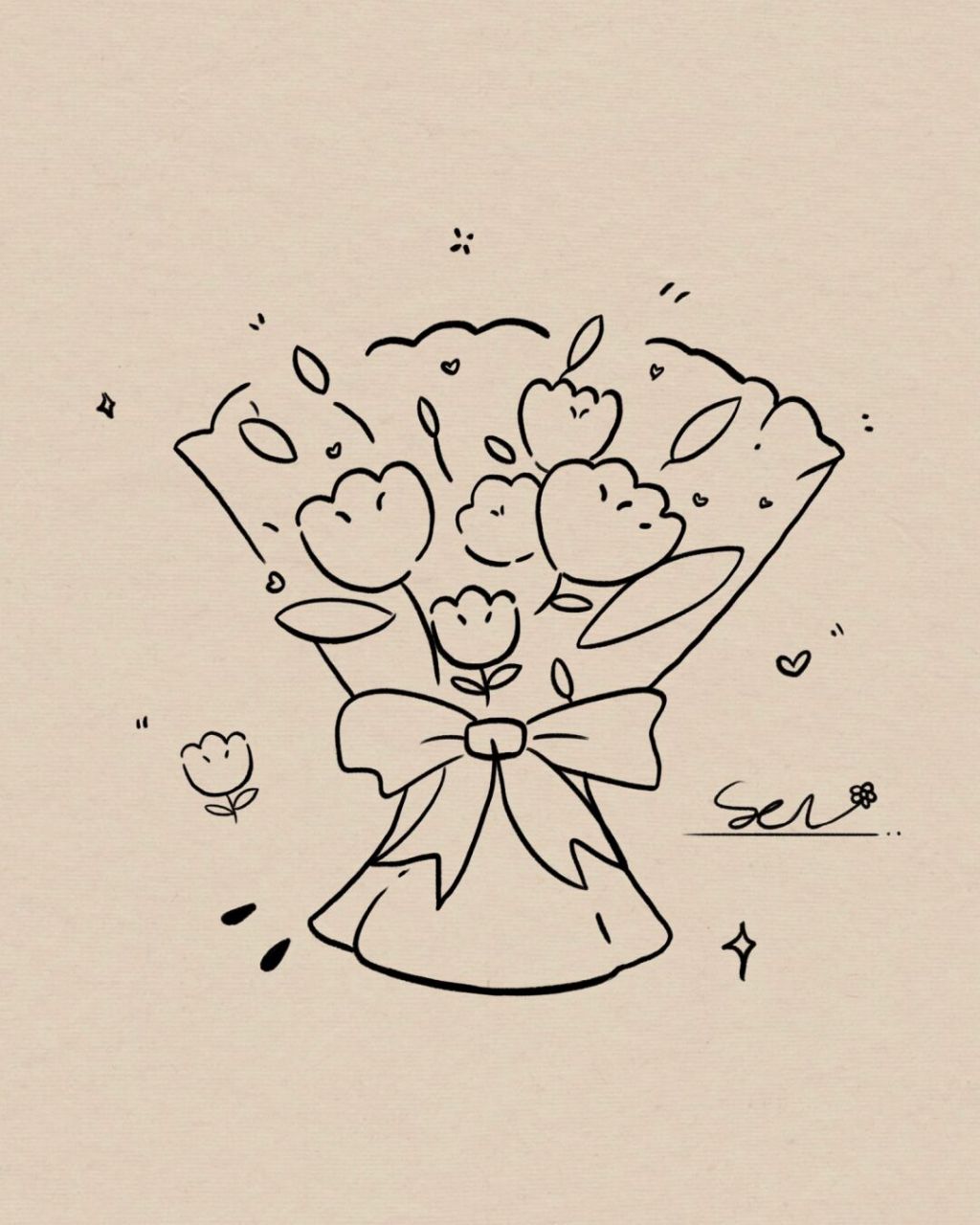 浪漫从一束鲜花开始98|简笔画|附过程 超级简单的简笔画快学起来给