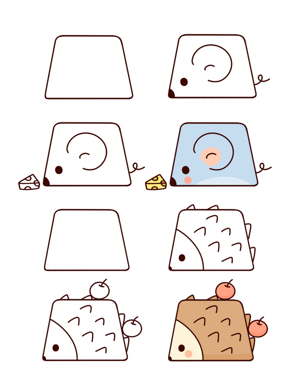 超简单简笔画→用一个梯形画出各种小动物 拯救手残党,以梯形为基础