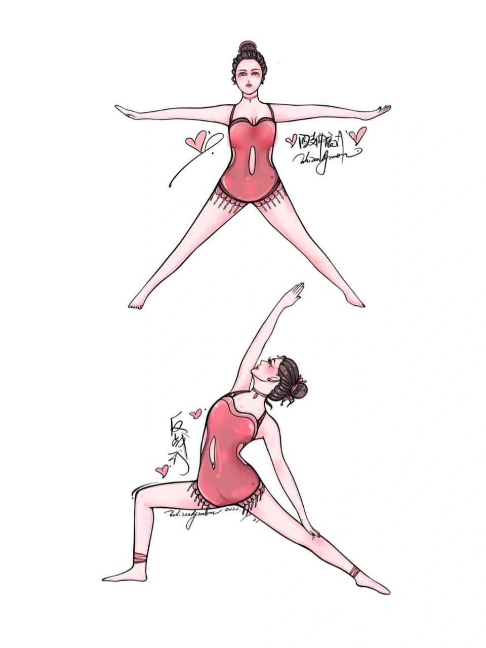 瑜伽插画体式#反战式～塑造腰型曲线 增强腿部肌肉力量,拉升侧腰,加强