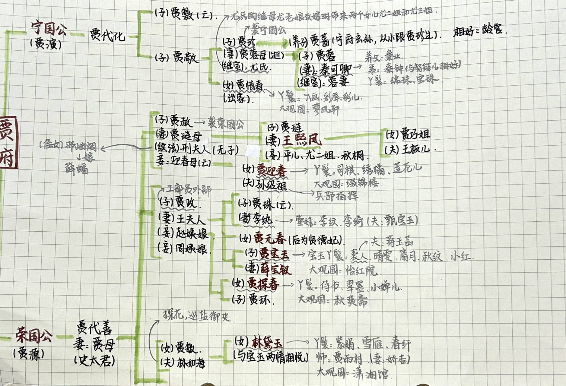 红楼梦人物关系图 嗯嗯是寒假作业 老师只布置了贾府的就先写这些啦