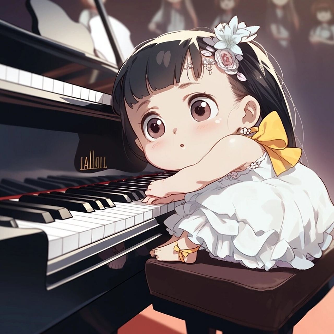 超可爱女生头像:弹钢琴的女孩 #钢琴# ##可爱头像# #女生头像# #好看