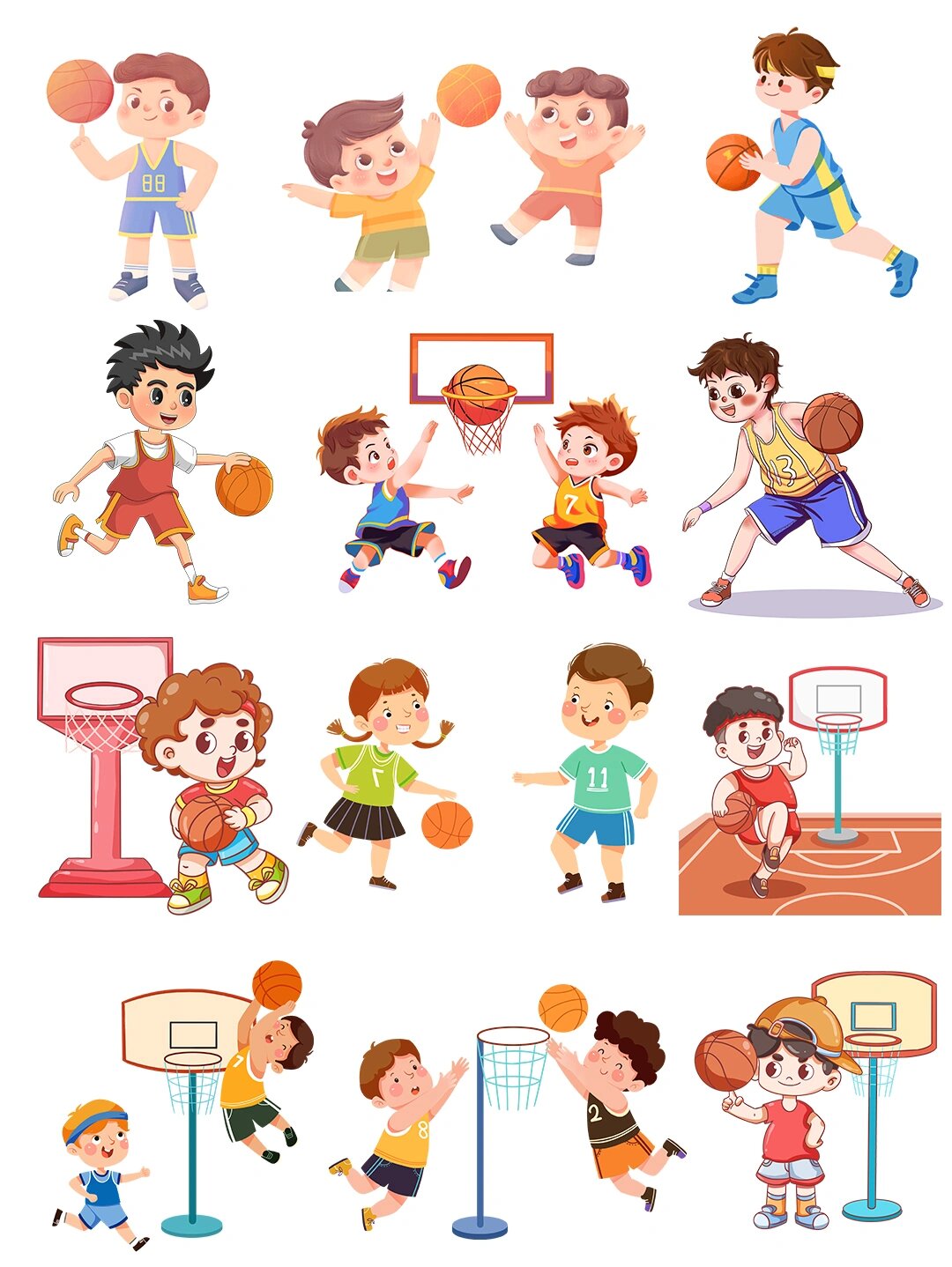 篮球运动卡通人物90免扣素材