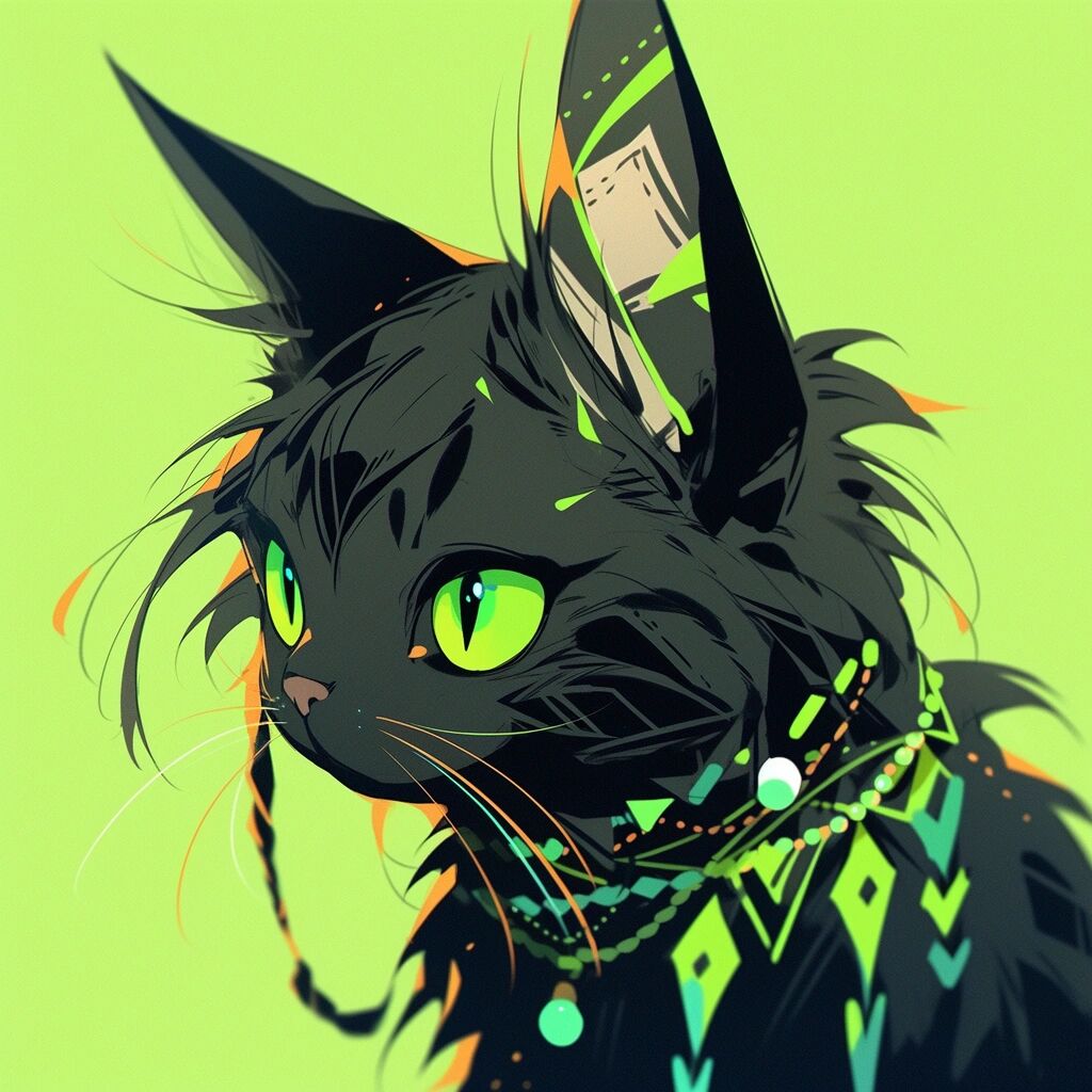 荧光绿背景小猫咪头像93(情头自组叭) 好绿,真的好绿 这组猫猫让我