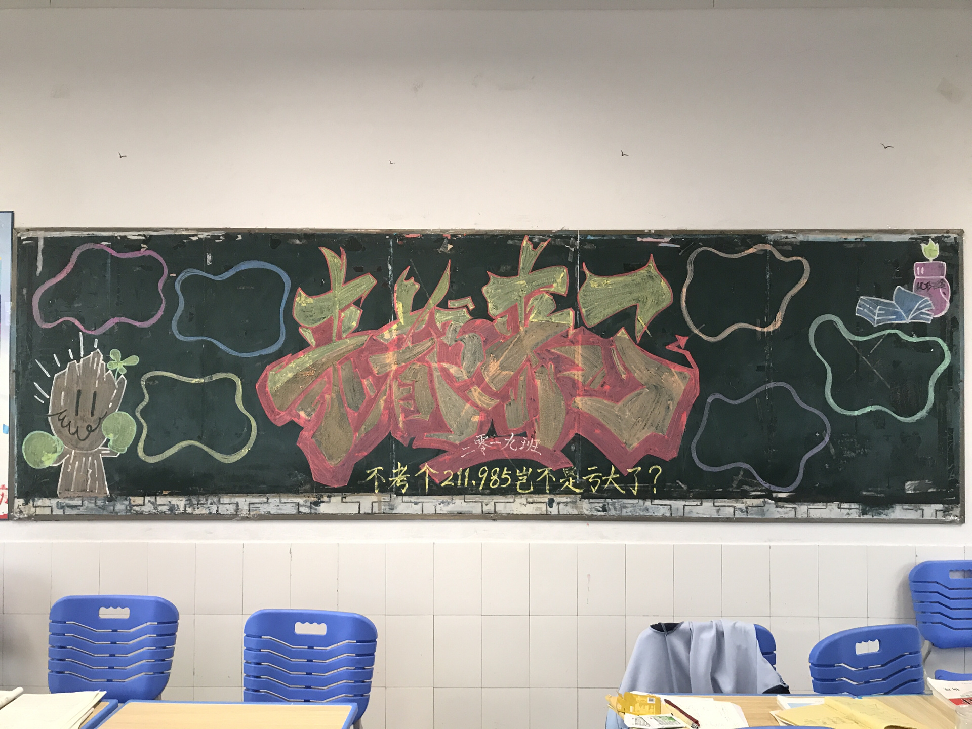 高三励志涂鸦黑板报