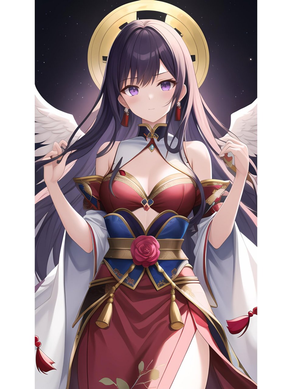 蓝天下挥着翅膀的女孩,动漫二次元绘画人物 #西安随手拍#0202#二