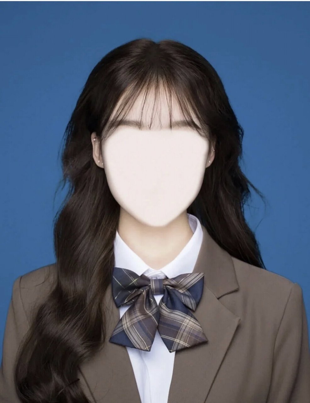 蓝底的韩式证件照来啦7815全天可修 不用再出门拍证件照啦 就在家