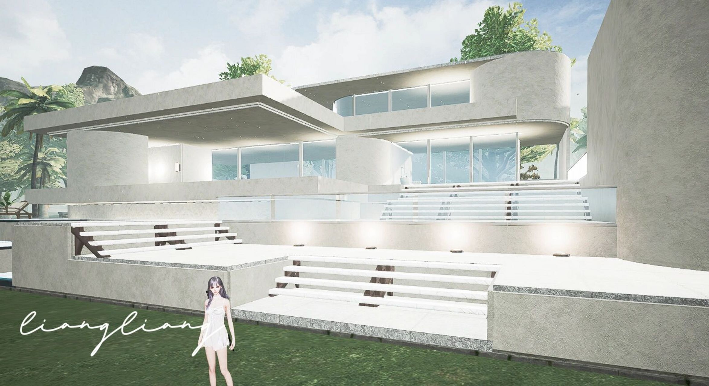 黎明觉醒房子|现代风建筑纯白 东西南北上下左右都通透 前后左右无